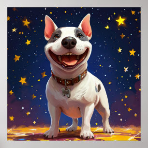 Playful Cartoon Dog with Vibrant Colours Poster