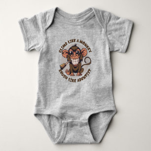 Playful Cartoon Monkey Baby Bodysuit