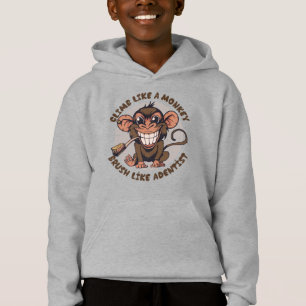 Playful Cartoon Monkey Kids Pullover Hoodie