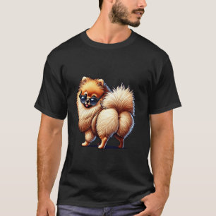 Playful Cartoon Pomeranian Dog Illustration T-Shirt