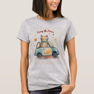 Playful Cat Cartoon Graphic T-Shirt