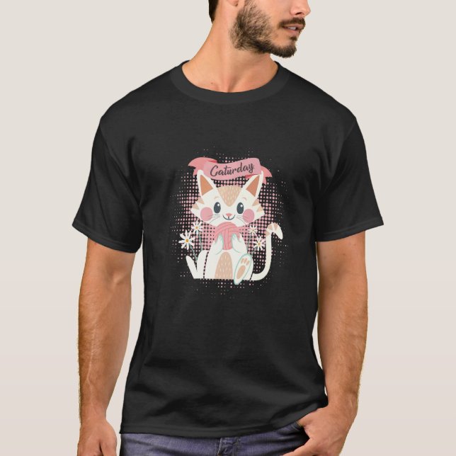 playful cat Caturday T-Shirt (Front)