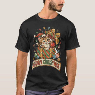 Playful Cat Christmas Gift Surprise T-Shirt