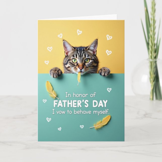 Playful Cat Fathers Day Card (Front)
