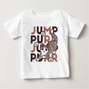 Playful Cat Jump Design - Jump Purr Pun Artwork Baby T-Shirt