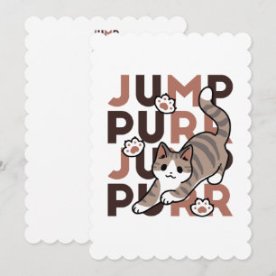 Playful Cat Jump Design - Jump Purr Pun Artwork Holiday Card