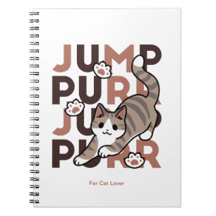 Playful Cat Jump Design - Jump Purr Pun Artwork Notebook