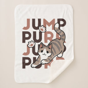 Playful Cat Jump Design - Jump Purr Pun Artwork Sherpa Blanket