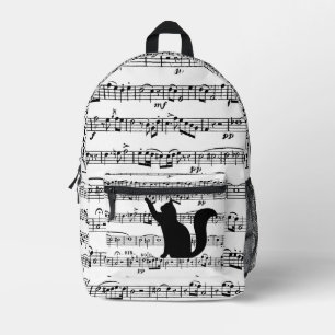 Playful Cat On Sheet Music Printed Backpack
