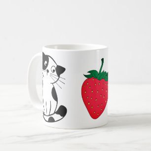 Playful Cat Strawberry Rat Design Mug