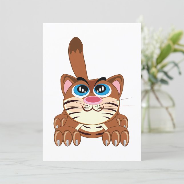 Playful Cat with Big Blue Eyes Fun Whimsical Kitty Invitation (Creator Uploaded)