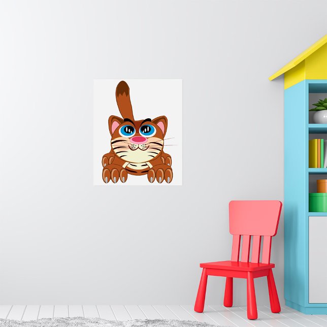 Playful Cat with Big Blue Eyes Fun Whimsical Kitty Poster (Creator Uploaded)