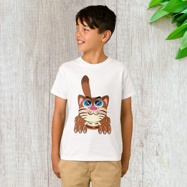 Playful Cat with Big Blue Eyes Fun Whimsical Kitty T-Shirt (Creator Uploaded)