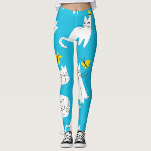 Playful Cats and Butterflies Pattern Leggings