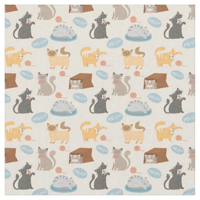 Playful Cats Fabric (Close Up)