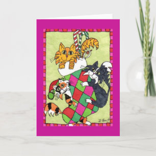 Playful Cats in a Holiday Stocking Card