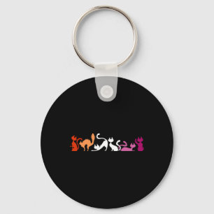 Playful Cats In Lesbian Pride Colors Stretch And Y Keychain