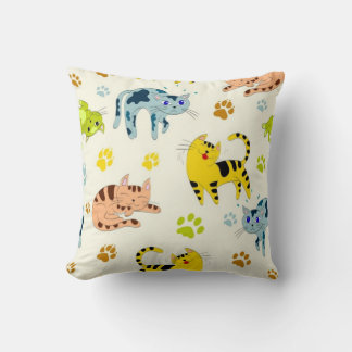 Playful Cats Pattern Throw Pillow