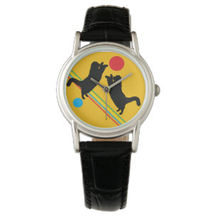 Playful Cats Reach the Moon Yellow eWatch Watch
