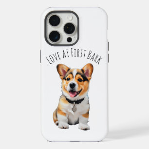 Playful Cheerful Corgi Love at first bark Dog Moms iPhone 15 Pro Max Case