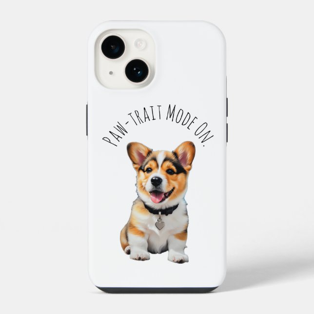 Playful Cheerful Corgi 'Text. Wag. Repeat.' Fun   iPhone Case (Back)