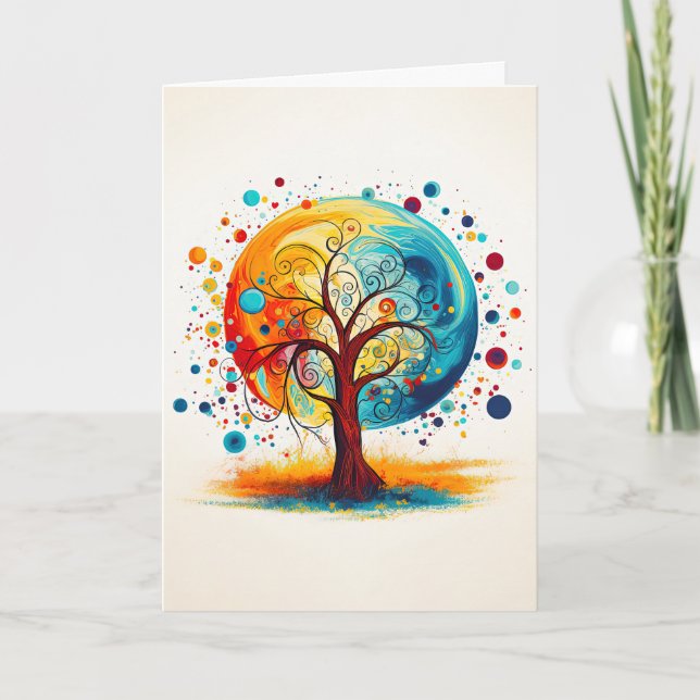 Playful Cheerful Tree of Life Nature Card (Front)