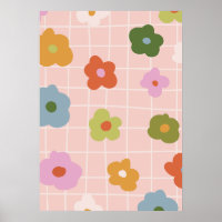 Playful chequered plaid with daisies