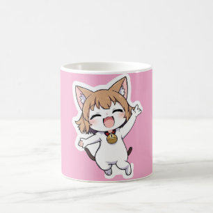 Playful Chibi Cat Girl Coffee Mug