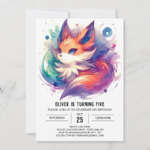 Playful Children Fox Birthday  Invitation