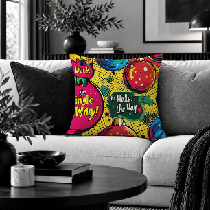 Playful Christmas Baubles Pop Art Accent Pillow
