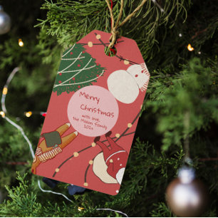 Playful Christmas Characters with Lights  Gift Tags