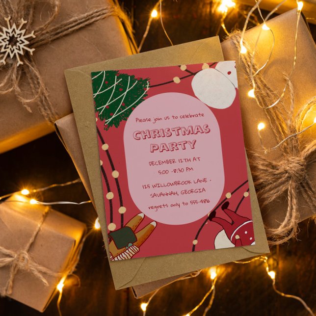 Playful Christmas Characters with Lights  Invitation (Creator Uploaded)