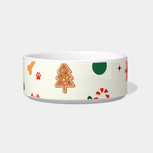 Playful Christmas Dog Bowl – Gingerbread Bones