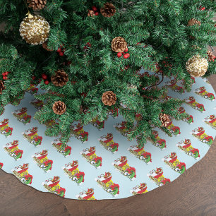 Playful Christmas Dragons Fantasy Milk Cookies Brushed Polyester Tree Skirt