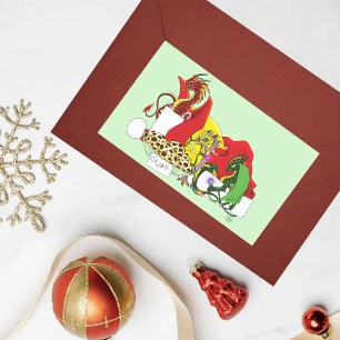 Playful Christmas Dragons Fantasy Milk Cookies Sticker