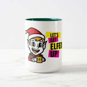 Playful Christmas Elf Two-Tone Coffee Mug
