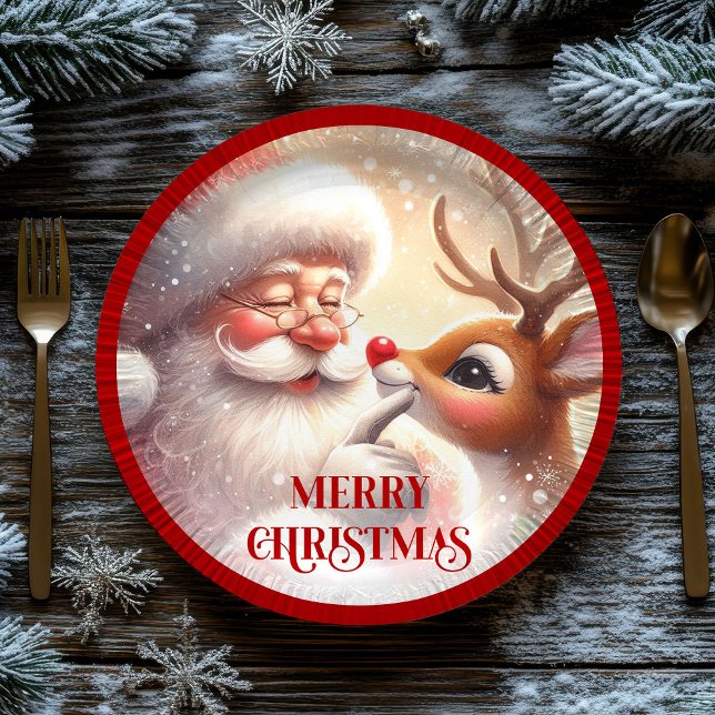 Playful Christmas Plates Santa and Rudolph (Playful Christmas Plates Santa and Rudolph)