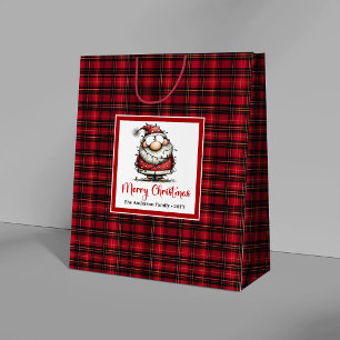 Playful Christmas Quirky Santa Cartoon Gift Bag Ar