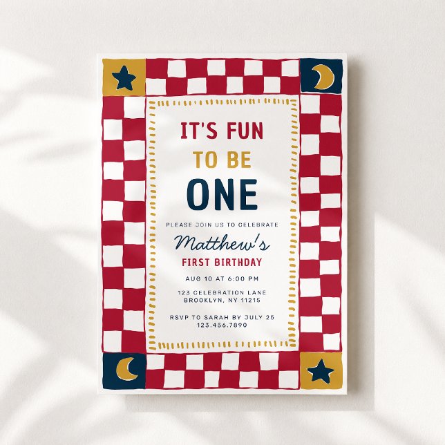 Playful Circus Style It’s Fun To Be One Boy Birthd Invitation (Creator Uploaded)
