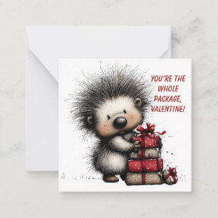 Playful Classroom Valentine – Hedgehog Design Card