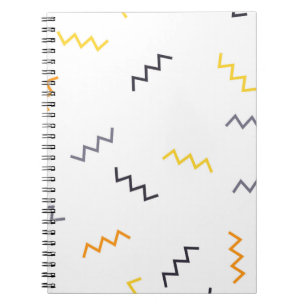 Playful, colorful, trendy, modern memphis zigzags notebook
