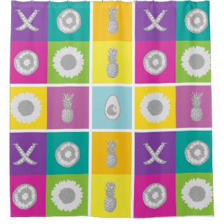 Playful Colour Block Squares Shower Curtain