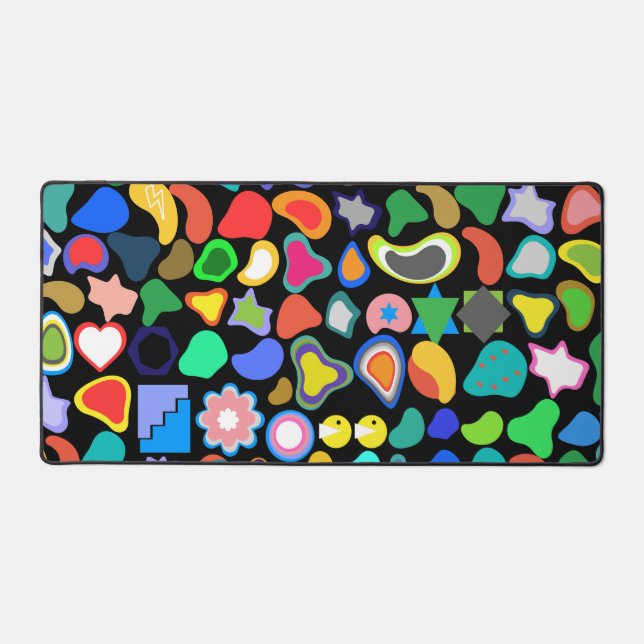 Playful Colourful Amorphous Shapes Desk Mat (Front)