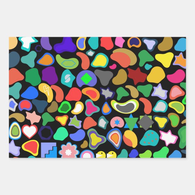 Playful Colourful Amorphous Shapes Wrapping Paper Sheet (Front)