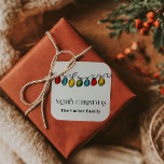 Playful Colourful Christmas String Lights Sketch Square Sticker<br><div class="desc">Make wrapping easy this year with personalized gift tag stickers featuring a playful line of colourful Christmas string lights.</div>