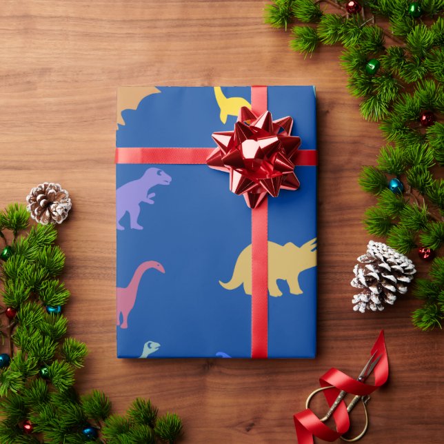 Playful Colourful Dino Kids Birthday Party Favour Wrapping Paper (Holiday Gift)