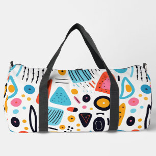 Playful Colourful Geometric Memphis Style Pattern Duffle Bag