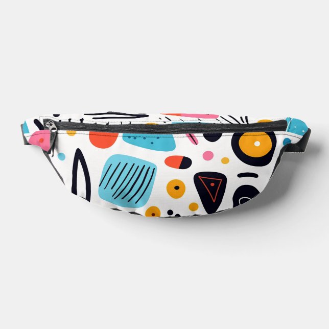 Playful Colourful Geometric Memphis Style Pattern Fanny Pack (Lay Down)