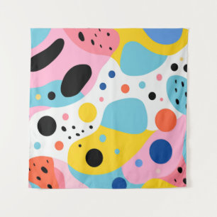 Playful colourful organic shapes monogram tapestry