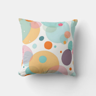 Playful Colourful Overlapping Circles Pattern Throw Pillow